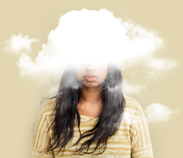 Wolke versteckt Dilemma Depression Glückseligkeit.