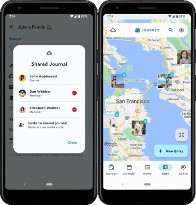 Colabore e crie memórias preciosas com seus entes queridos, familiares, ou até amigos em uma journey inesquecível juntos utilizando o diário compartilhado do Journey.