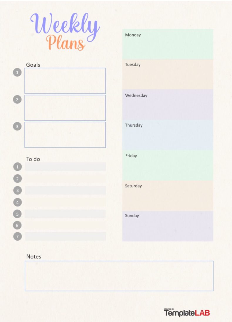 TemplateLabs veckoschema och målsättningsplanerare